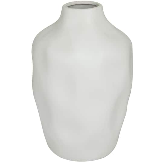 CosmoLiving by Cosmopolitan White Ceramic Faceted Vase 9" x 9" x 14"